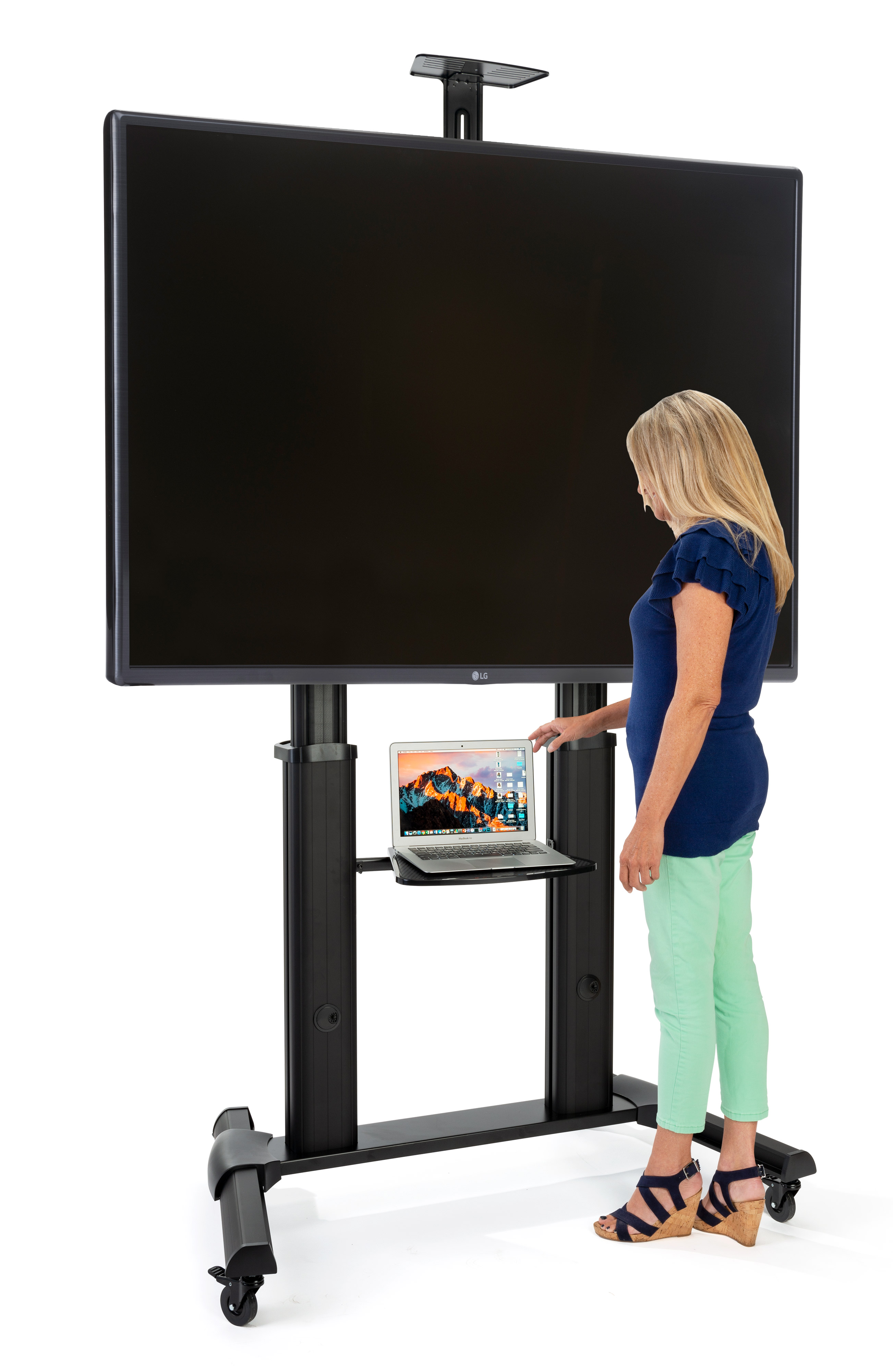 TV Stand with Camera Tray and AV Shelf, Wheels - Image 8