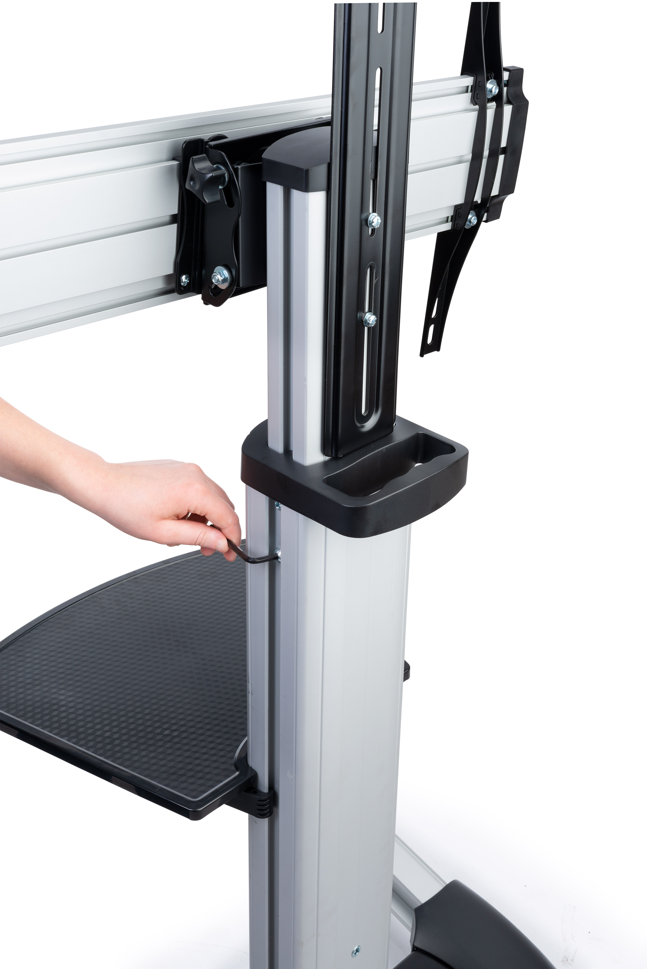 TV Stand with Camera Tray and AV Shelf, Wheels - Image 5