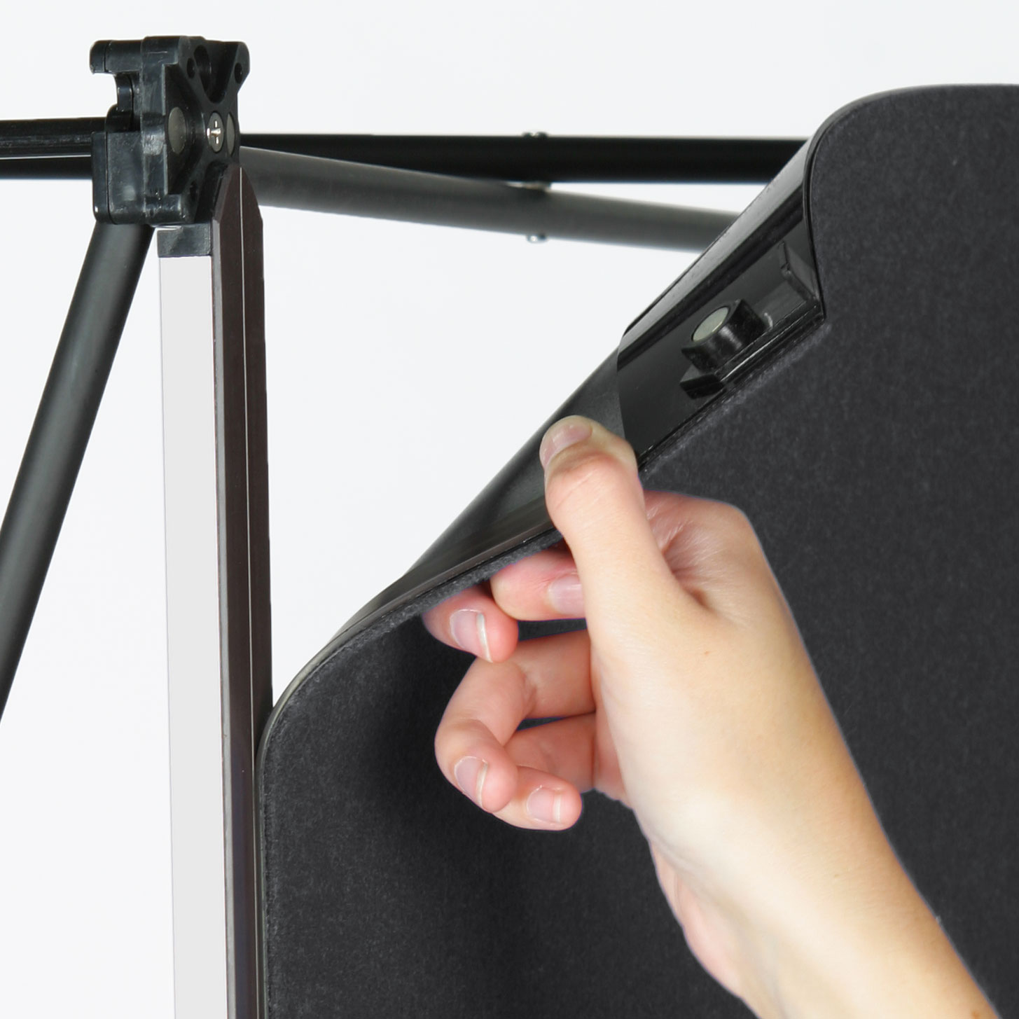 10' Pop Up Display with Hook-and-Loop Fabric, 2 Spotlights & Portable Counter - Black - Image 5