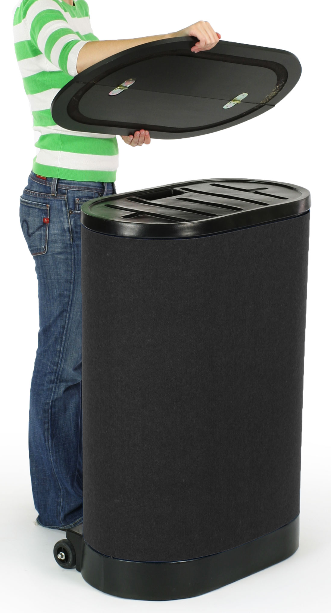10' Pop Up Display with Hook-and-Loop Fabric, 2 Spotlights & Portable Counter - Black - Image 3