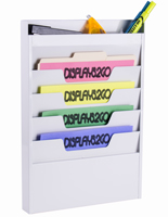 White Wall File With 4 Folder Pockets and Organizer for Mounting or Hanging
