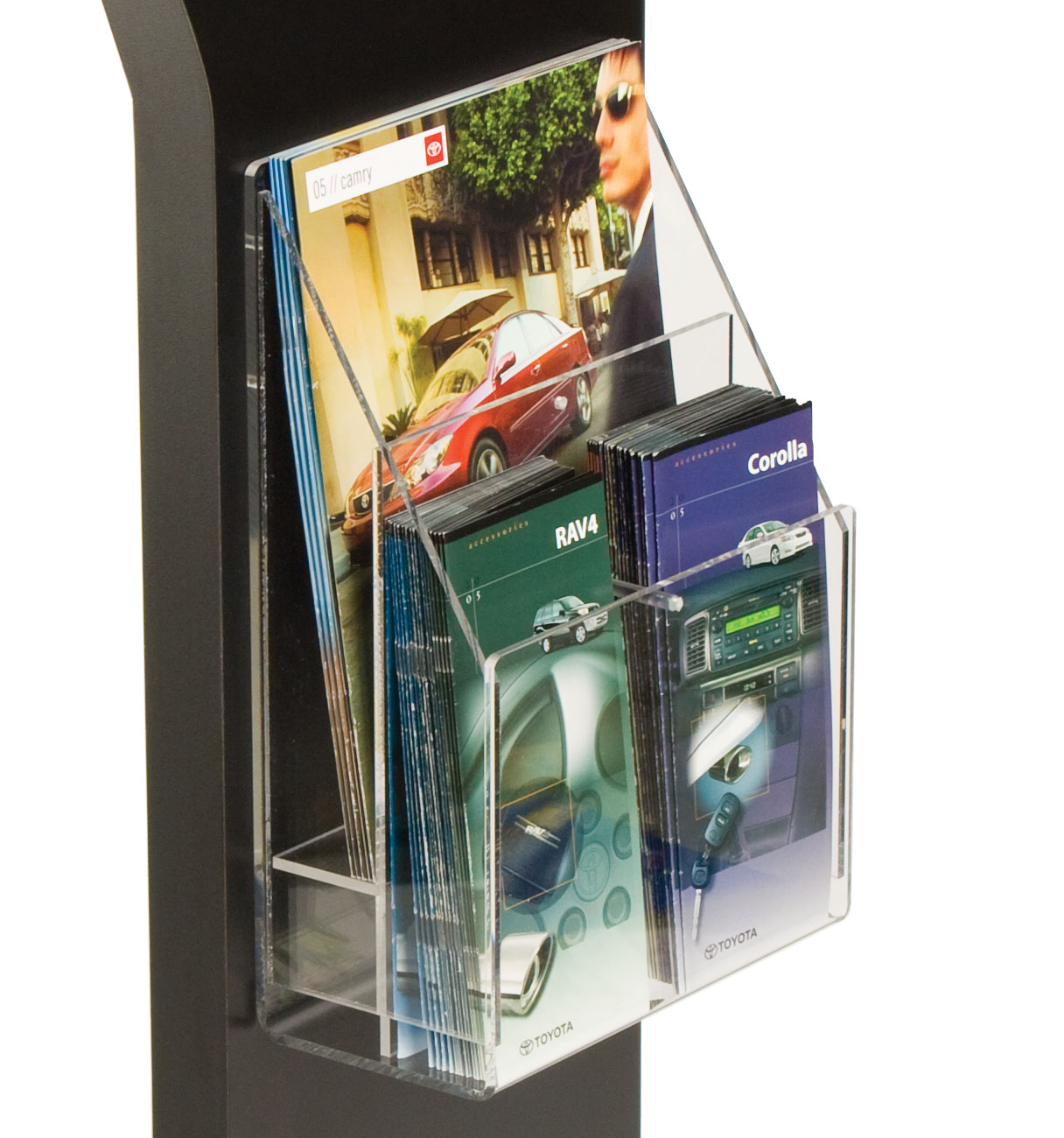 Deluxe Brochure Stand, Clear Faceplate Sign Holder, Acrylic Literature Pockets - Image 3