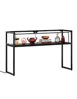 Showcase table with back opening