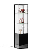Black glass display cabinet with iron construction