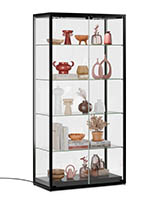 Locking glass display cabinet with heavy duty iron construction