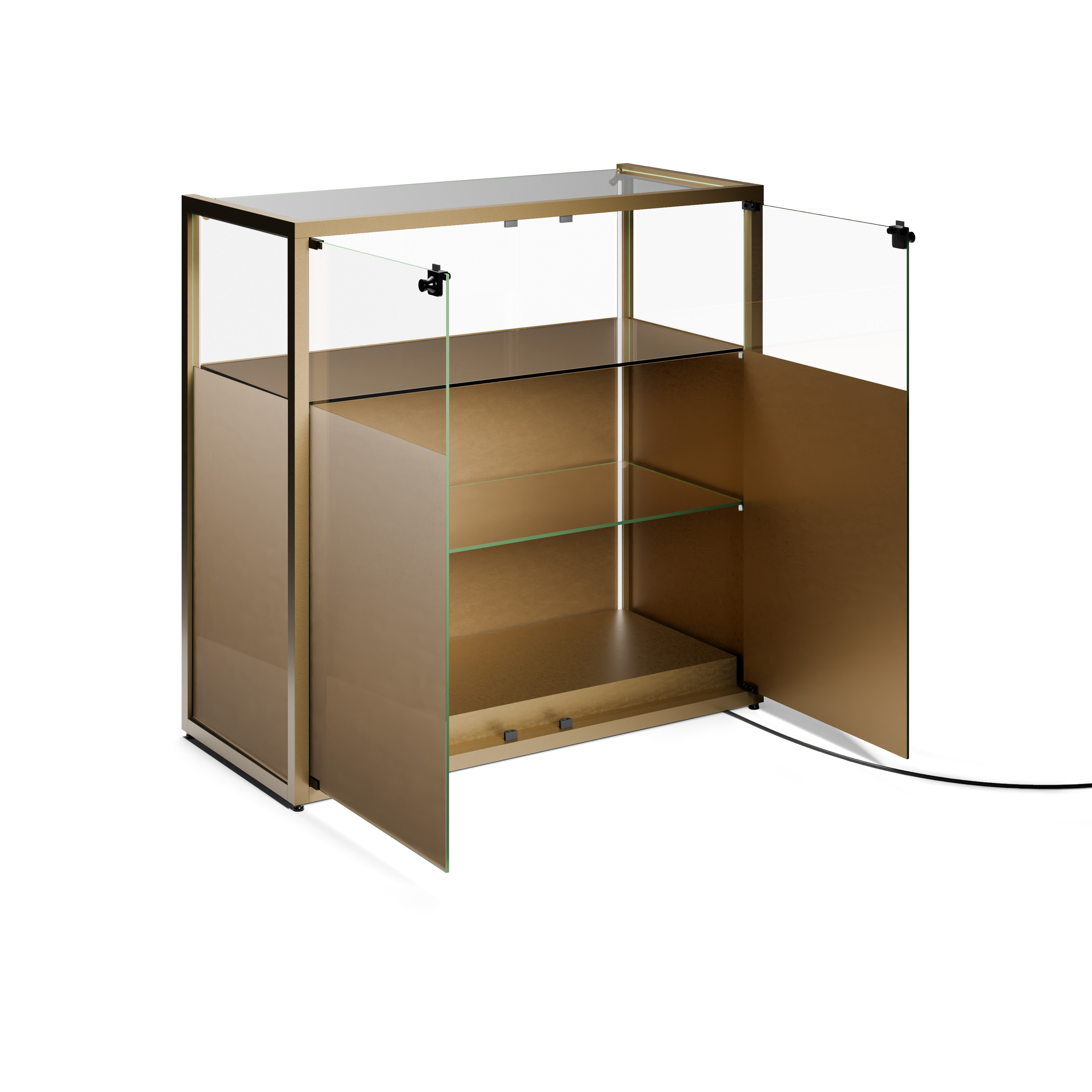 37"w Tempered Glass Showcase, Storage Cabinet, Locking Doors - Image 3