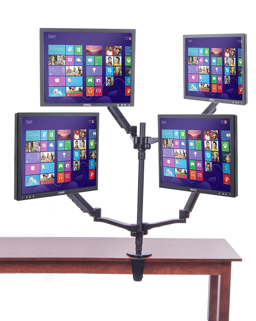 Using 4 Displays (4) Monitor Mount | Multi-Screen Display for 12”-24” Screen Sizes ...