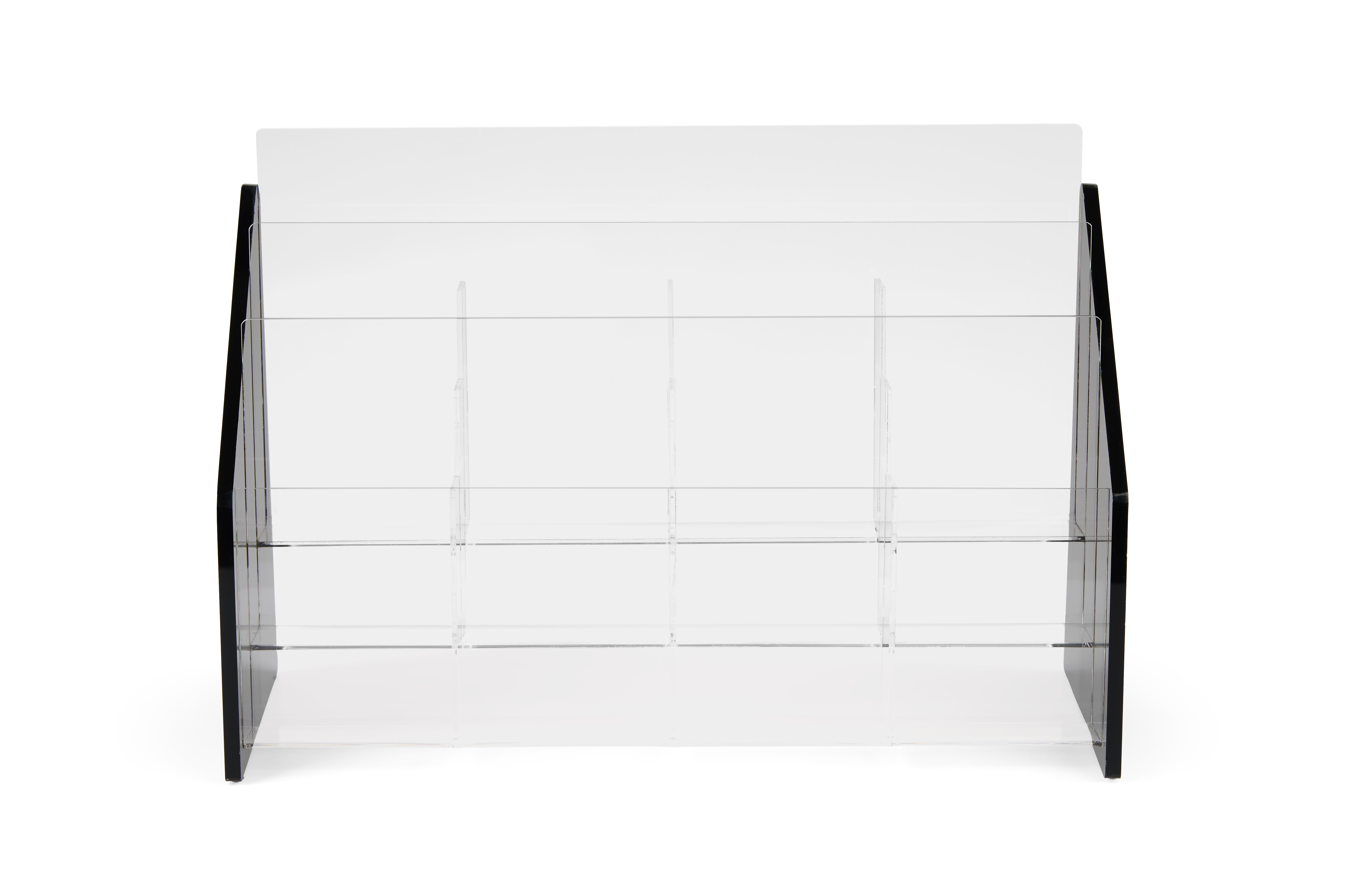 12-Pocket Recycled Acrylic Leaflet Holder for Tabletop, Fits 4 x 9 Brochures - Black - Image 4