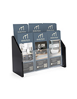 Recycled acrylic leaflet display with 6 stacked pockets