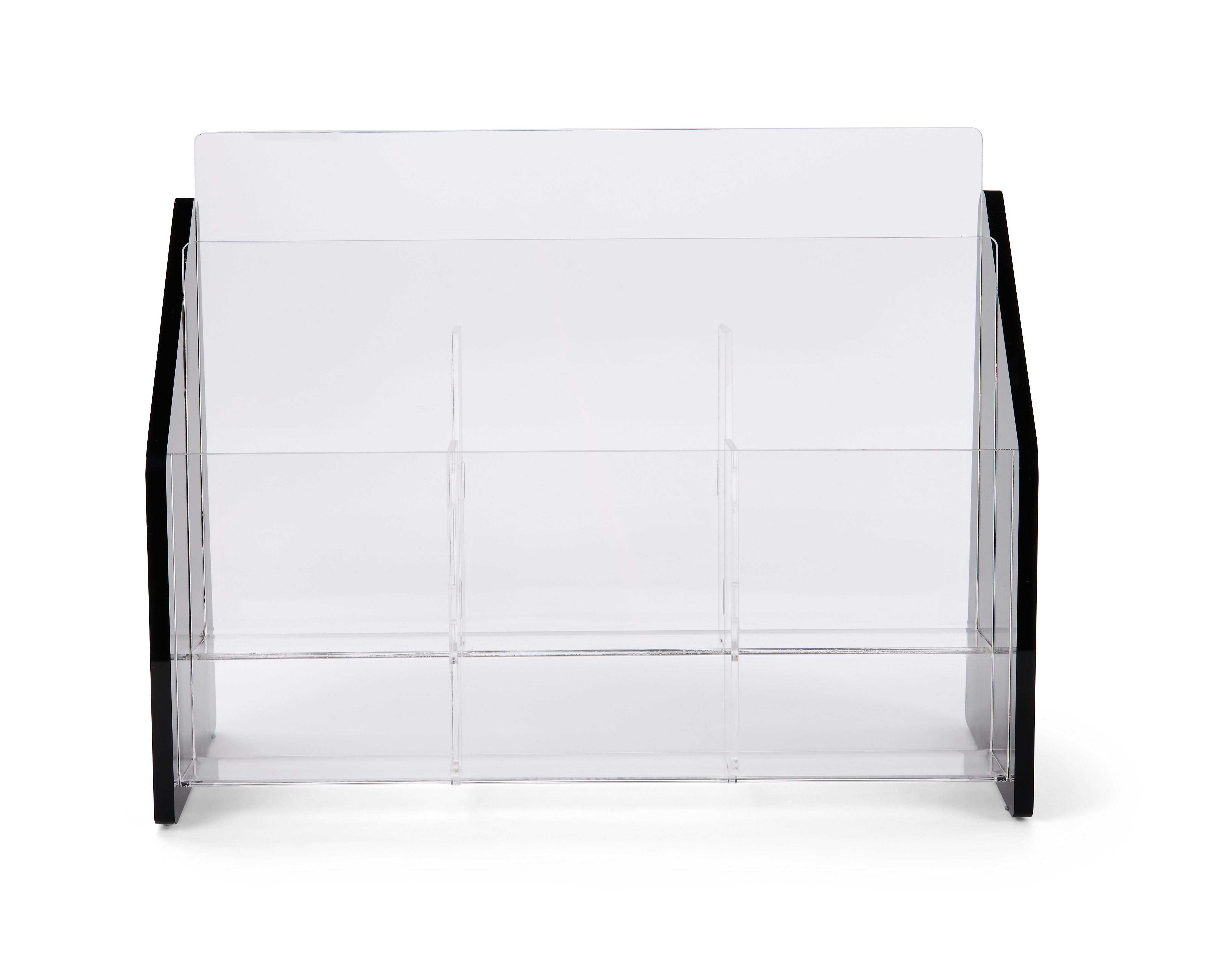2-Tiered Recycled Acrylic Brochure Holder for Tabletop,13" w , 6 Pockets - Black - Image 4