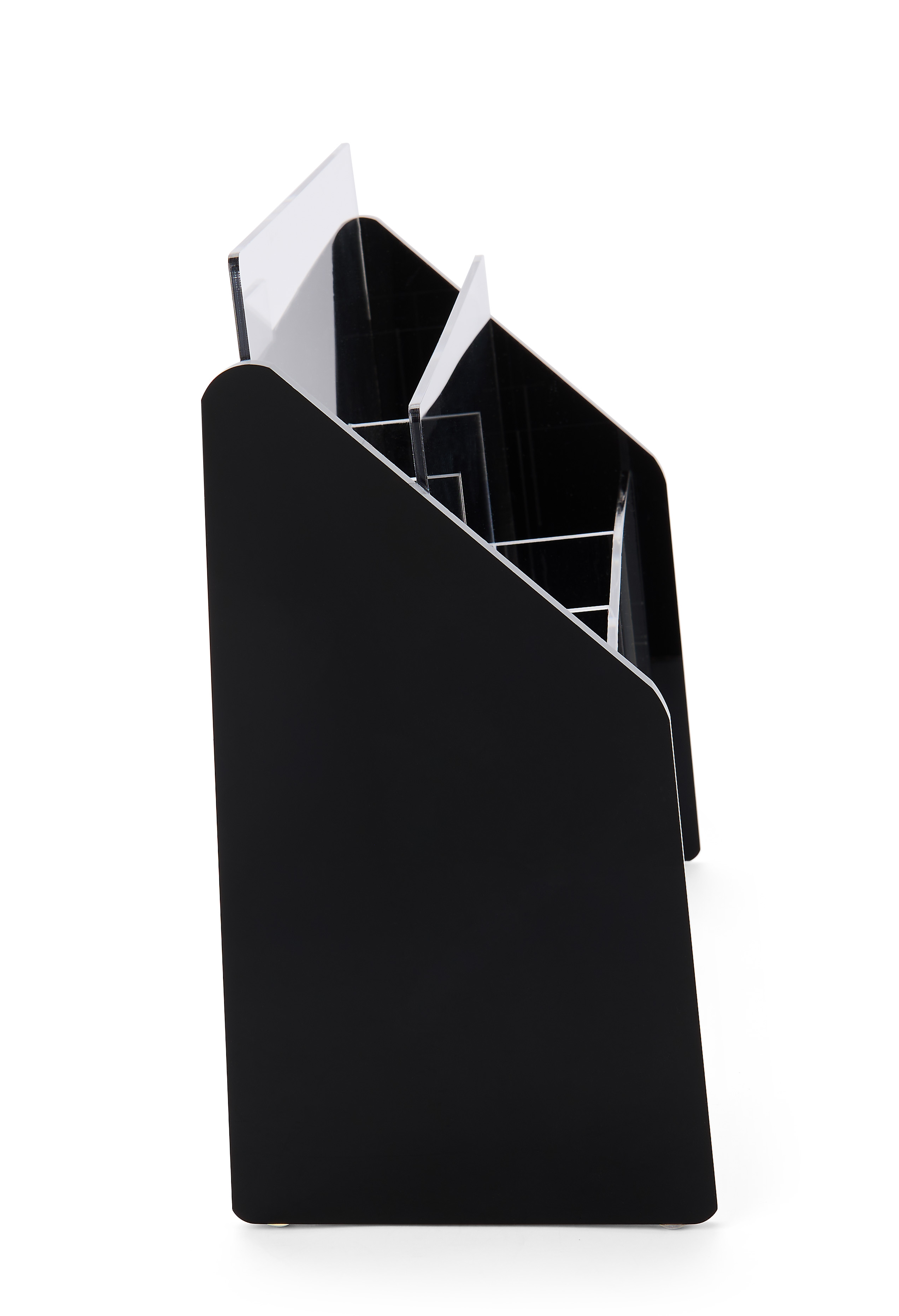 2-Tiered Recycled Acrylic Brochure Holder for Tabletop,13" w , 6 Pockets - Black - Image 5