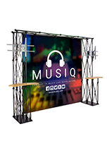 Truss trade show booth backdrop with custom backwall