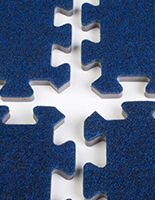 Trade show flooring with blue colorway option