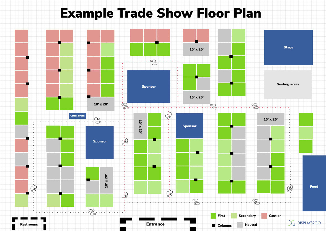 Color coordinated sample trade show floor plan
