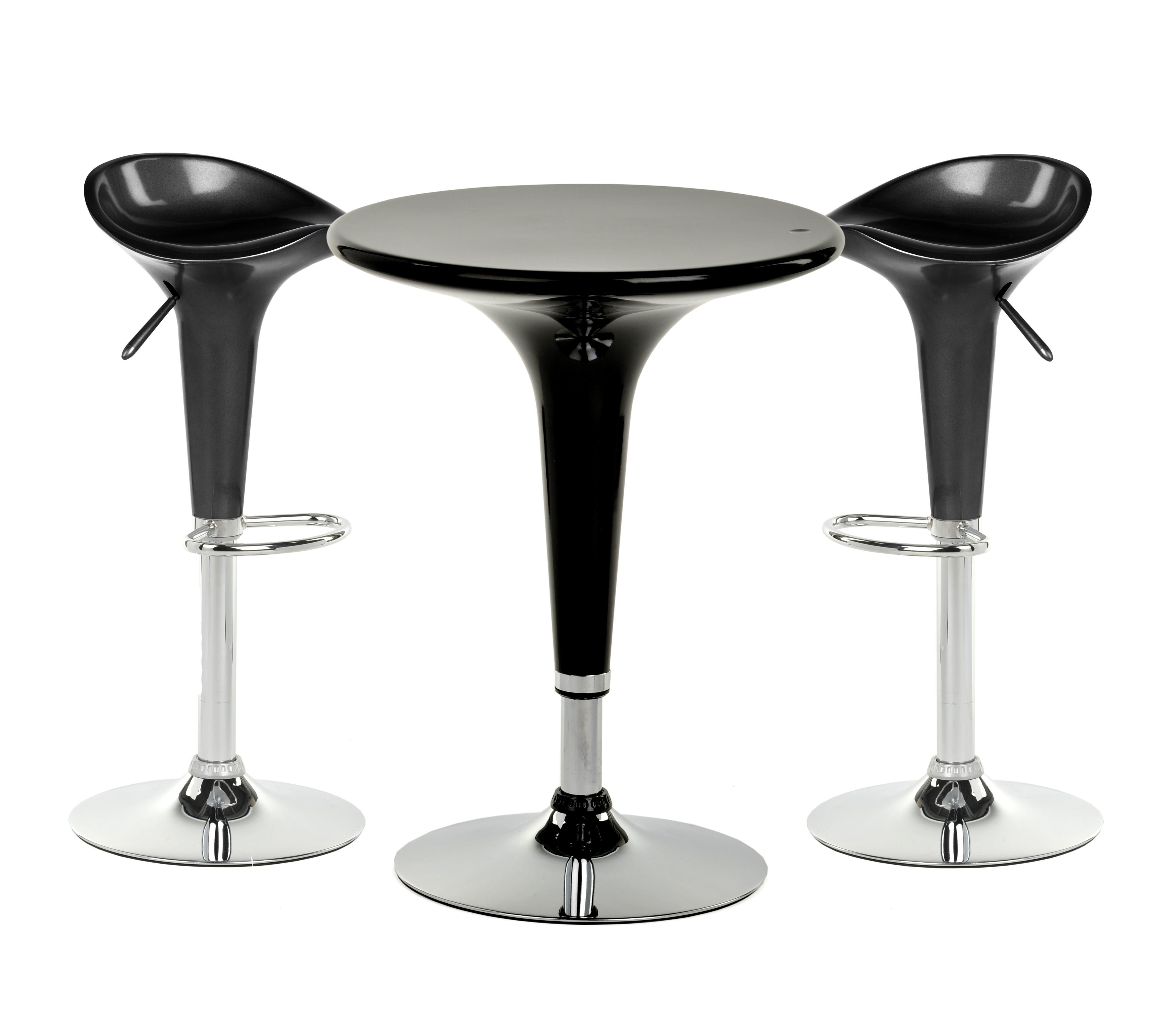 Presentation Stools Black Trade Show Table & Stool Set | Plastic & Chrome | Displays2Go