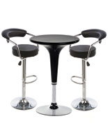 Black Hydraulic Bar Stool and Table Set of 3 Pieces