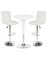White Gas Lift Chair and Table Set, Great for Trade Shows