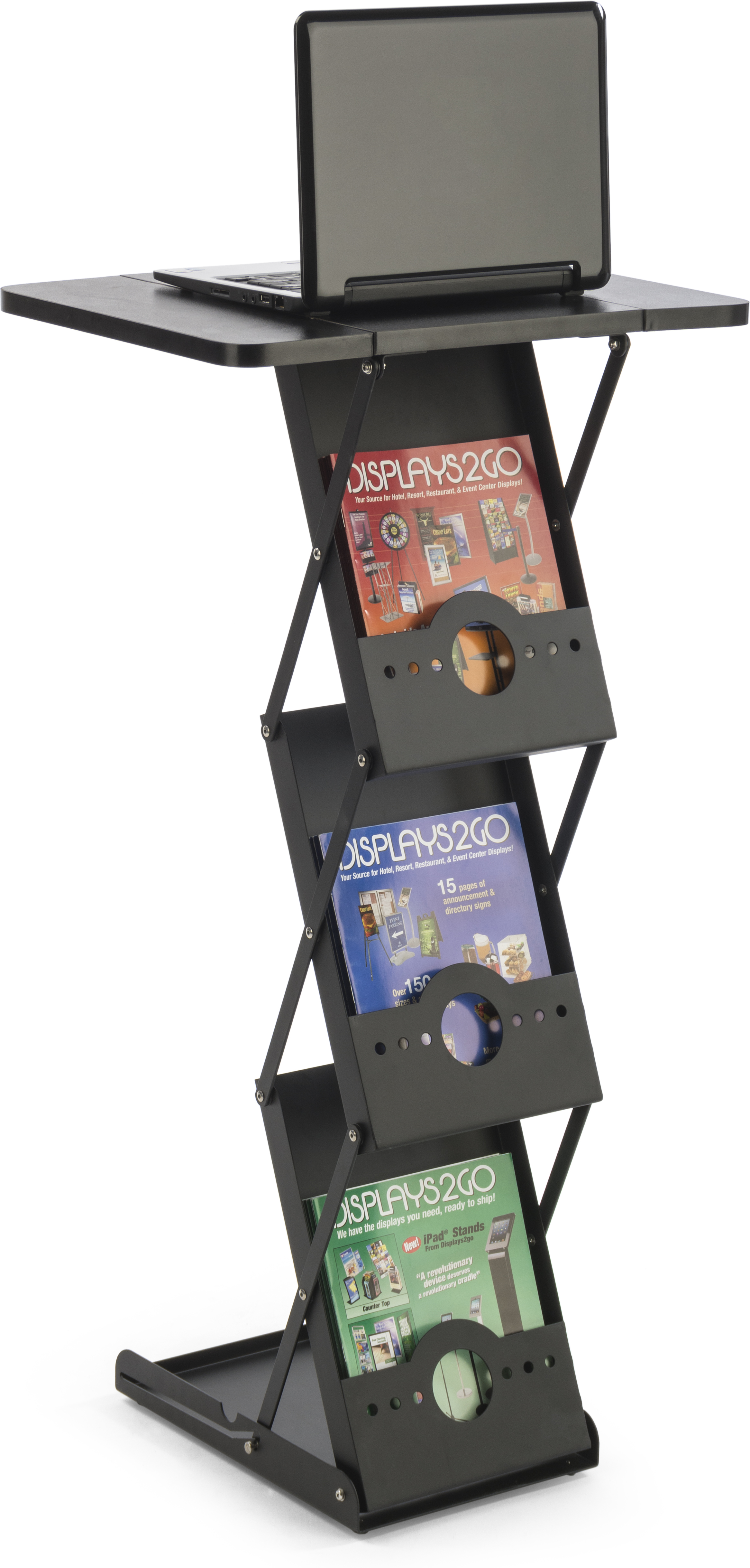 40” Tall Folding Magazine Rack, 3 Literature Pockets, Tabletop - Image 2