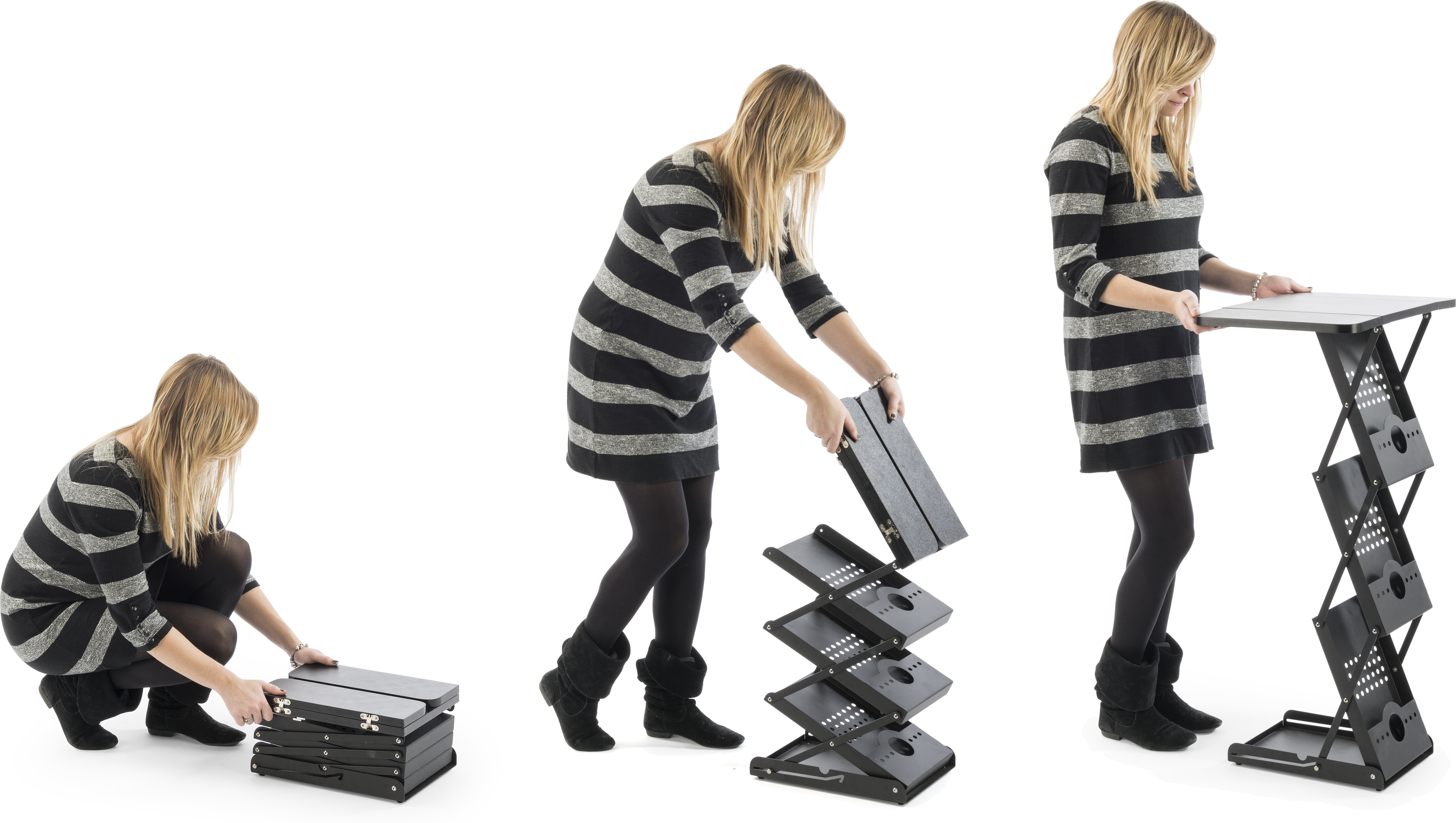 40” Tall Folding Magazine Rack, 3 Literature Pockets, Tabletop - Image 3