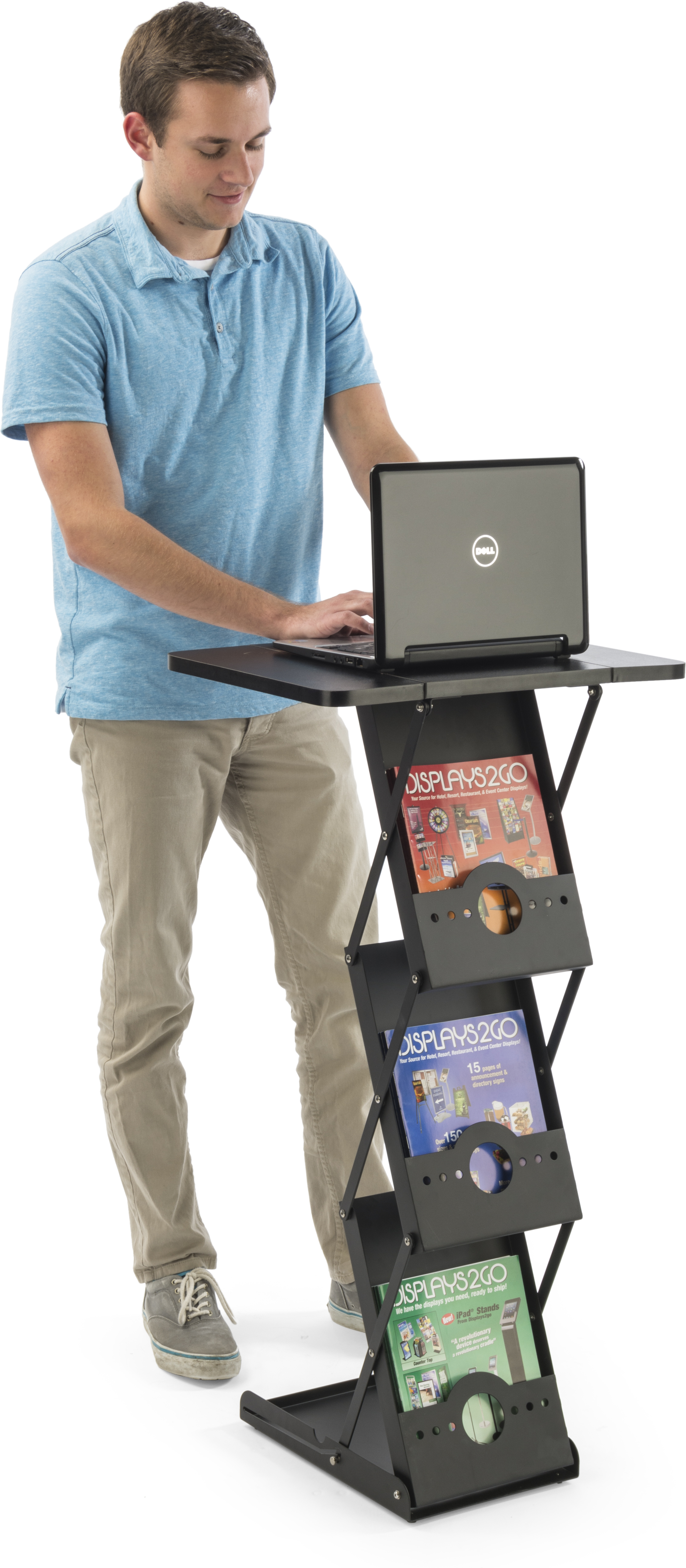 40” Tall Folding Magazine Rack, 3 Literature Pockets, Tabletop - Image 6