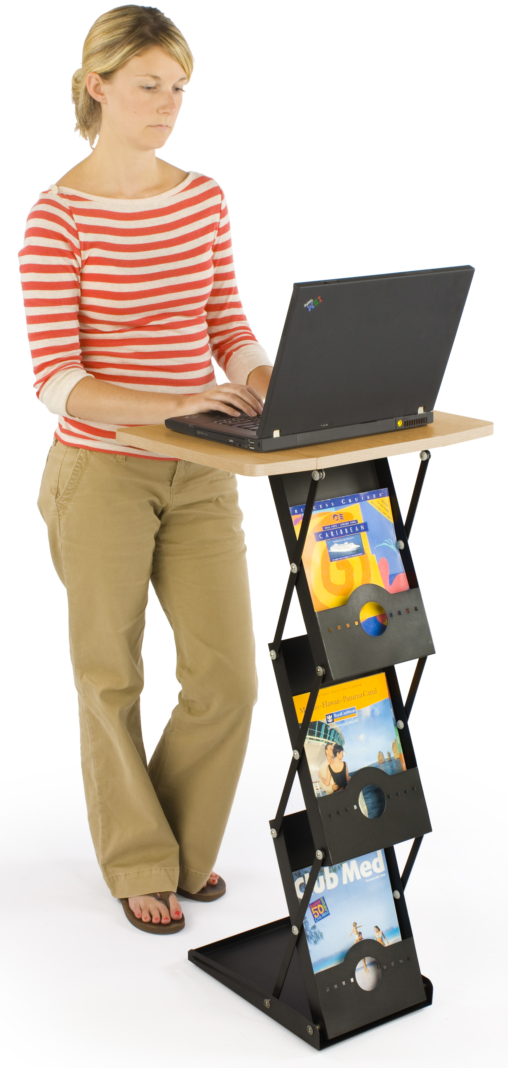 40” Tall Folding Magazine Rack, 3 Literature Pockets, Tabletop - Image 2