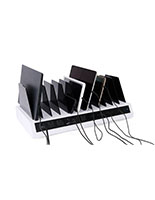 Tabletop Charging Station w/ Adjustable Dividers 6 AC, 6 USB Outlets- White