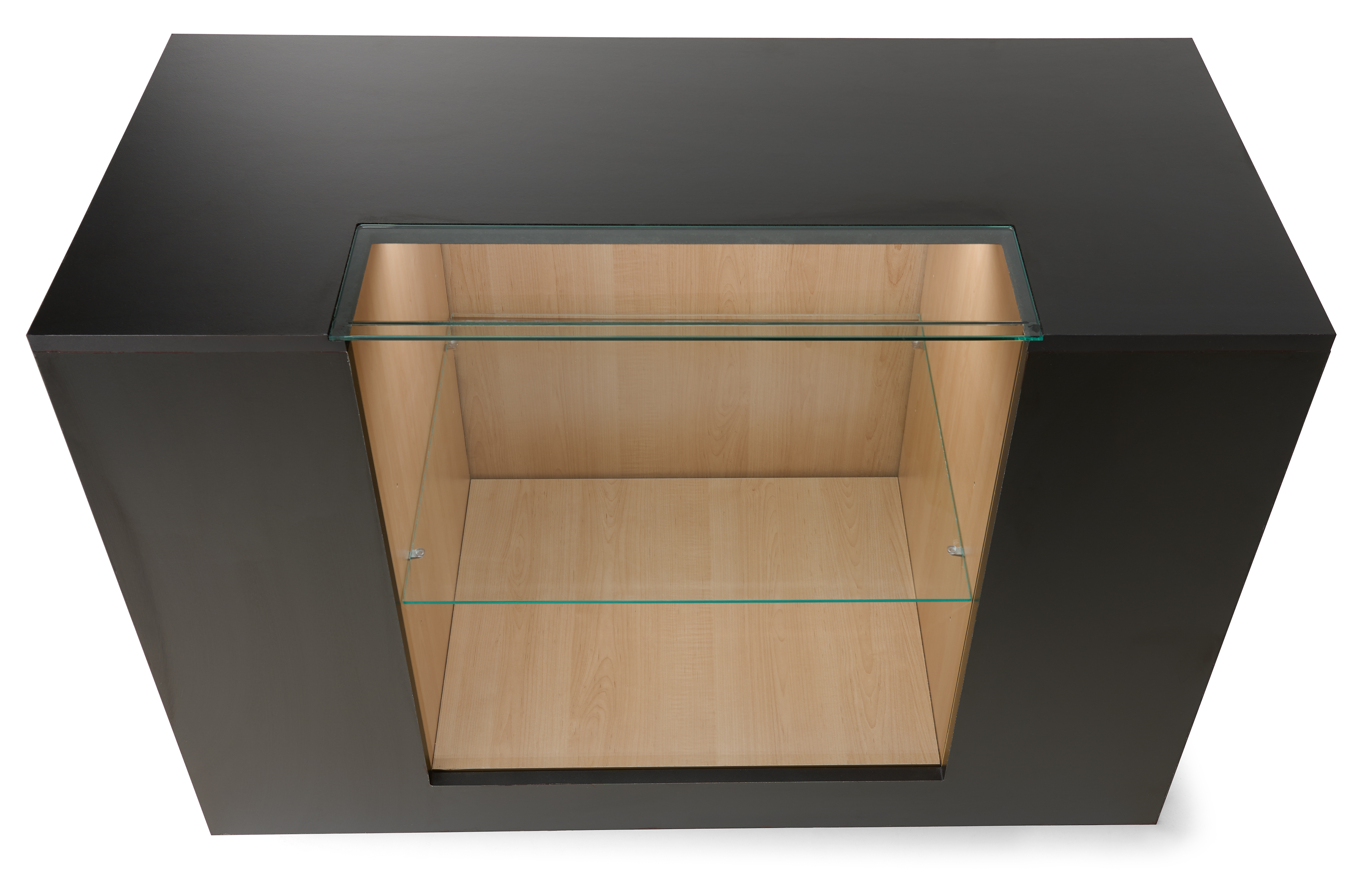 47"w Tempered Glass Showcase, LED Light Strip, Locking Door, Rear Storage - Black - Image 3