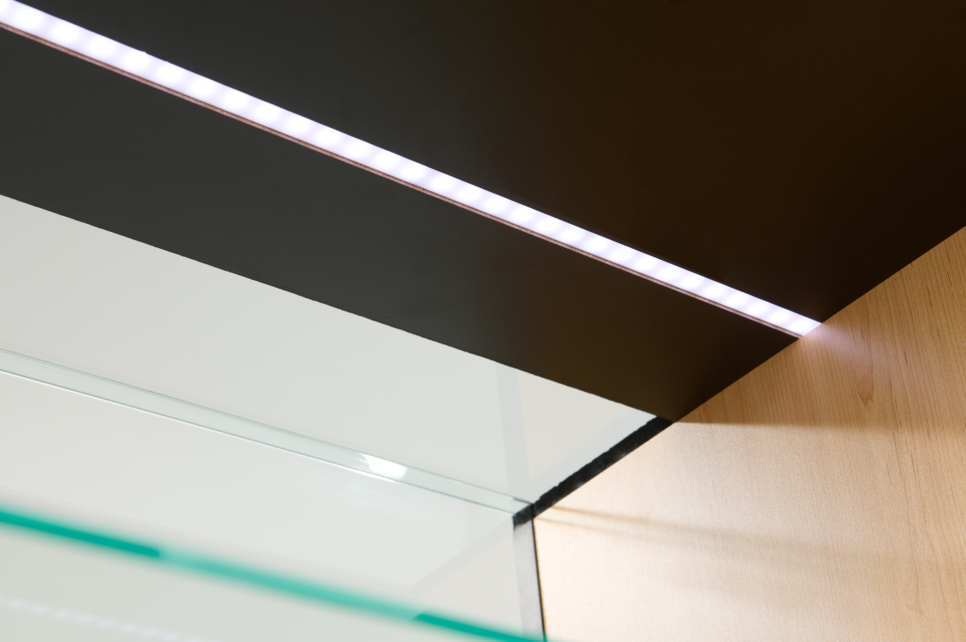 47"w Tempered Glass Showcase, LED Light Strip, Locking Door, Rear Storage - Black - Image 10