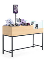 Retail showcase display table with metal base