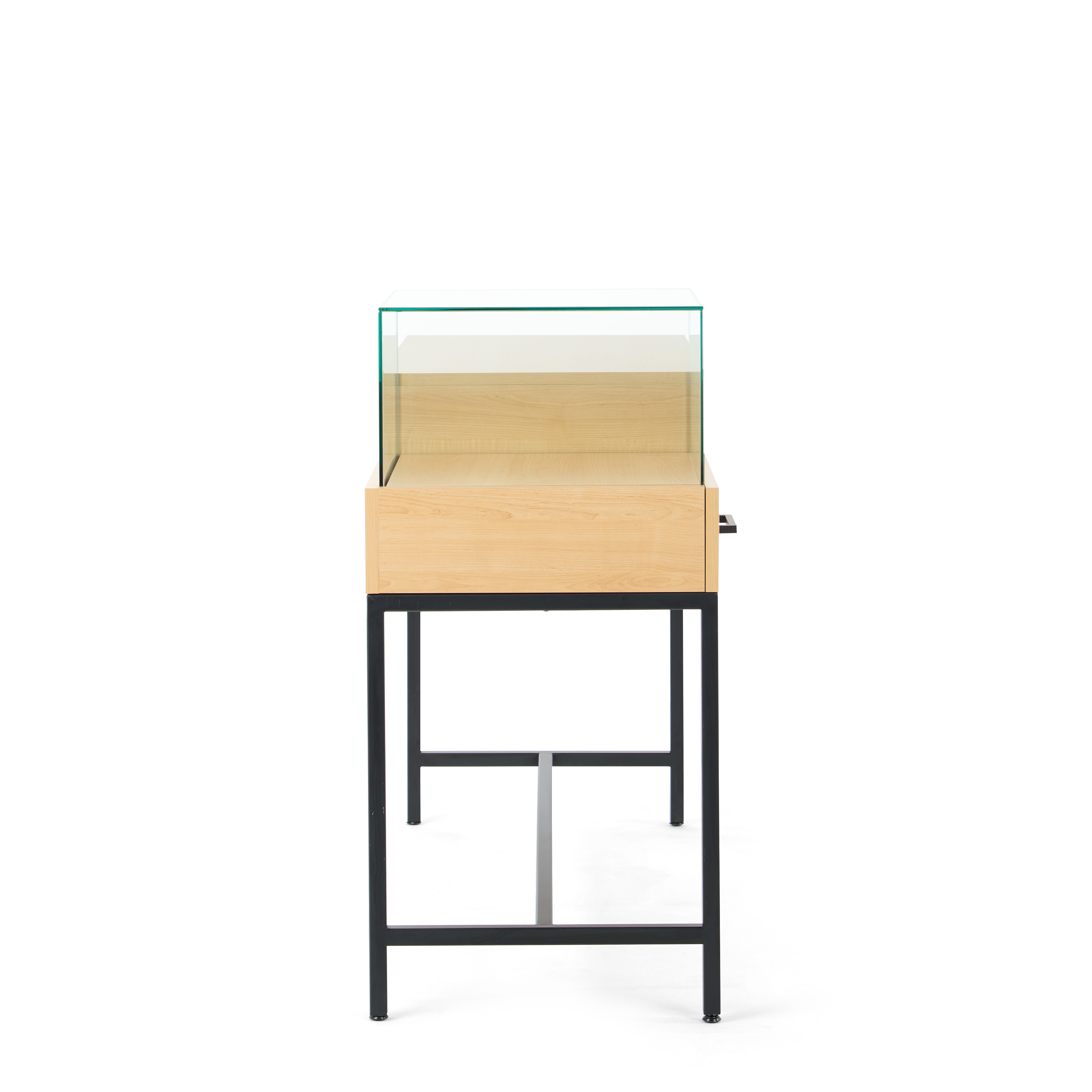 54" Retail Showcase Display Table with Tempered Glass, Locking Drawer - Maple - Image 7