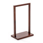 Deep brown 5 x 7 two-post menu holder wooden tabletop stand