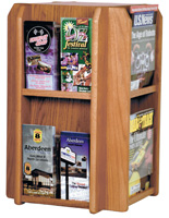 Revolving Wood Magazine Rack with Adjustable Dividers