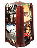 Rotating Wooden Literature Holder with Clear Pockets