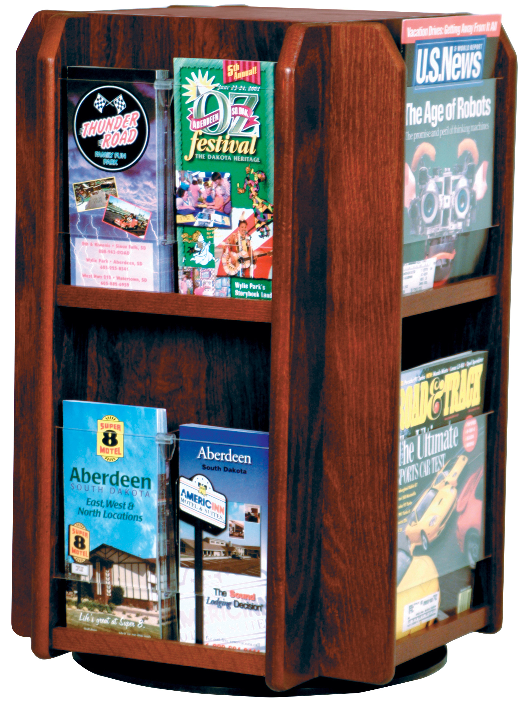 Rotating Wooden Literature Holder | Spinning Countertop Rack | Displays2Go