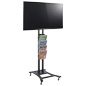 Tilting Black Plasma TV Stand with 4 Clear Literature Pockets
