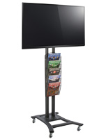 Black Plasma TV Stand with 5 Mesh Literature Pockets, Hardware Included