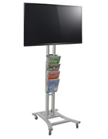 Floorstanding Silver Plasma TV Stand with 4 Clear Literature Pockets