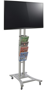Silver Plasma TV Stand with 4 Clear Pockets for Trade Shows