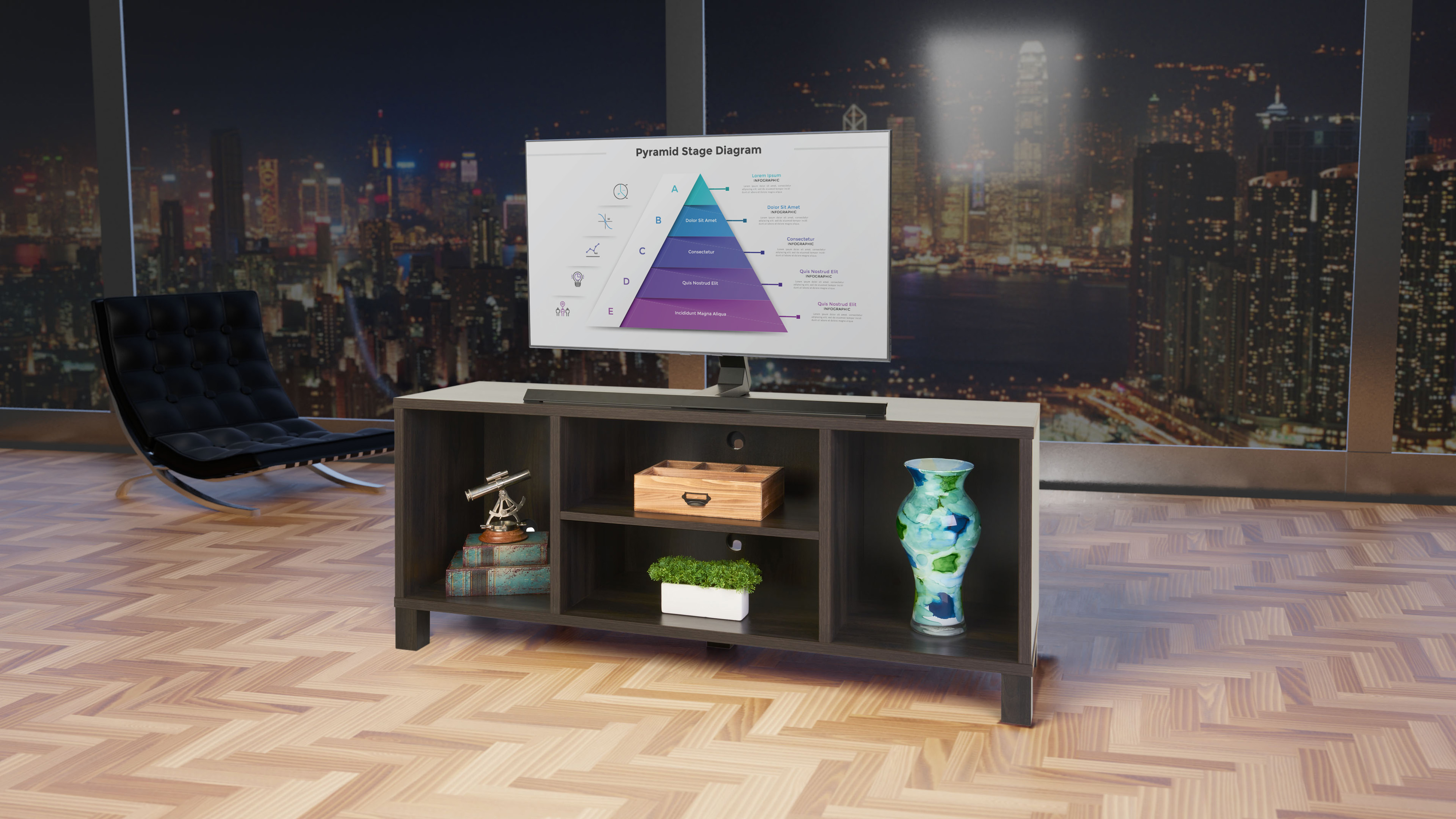 58" Wooden TV Stand, Holds Monitors Up to 65", 4 Compartments – Multiple Colors - Image 5