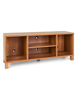 58-inch wood television console with non-adjustable shelves