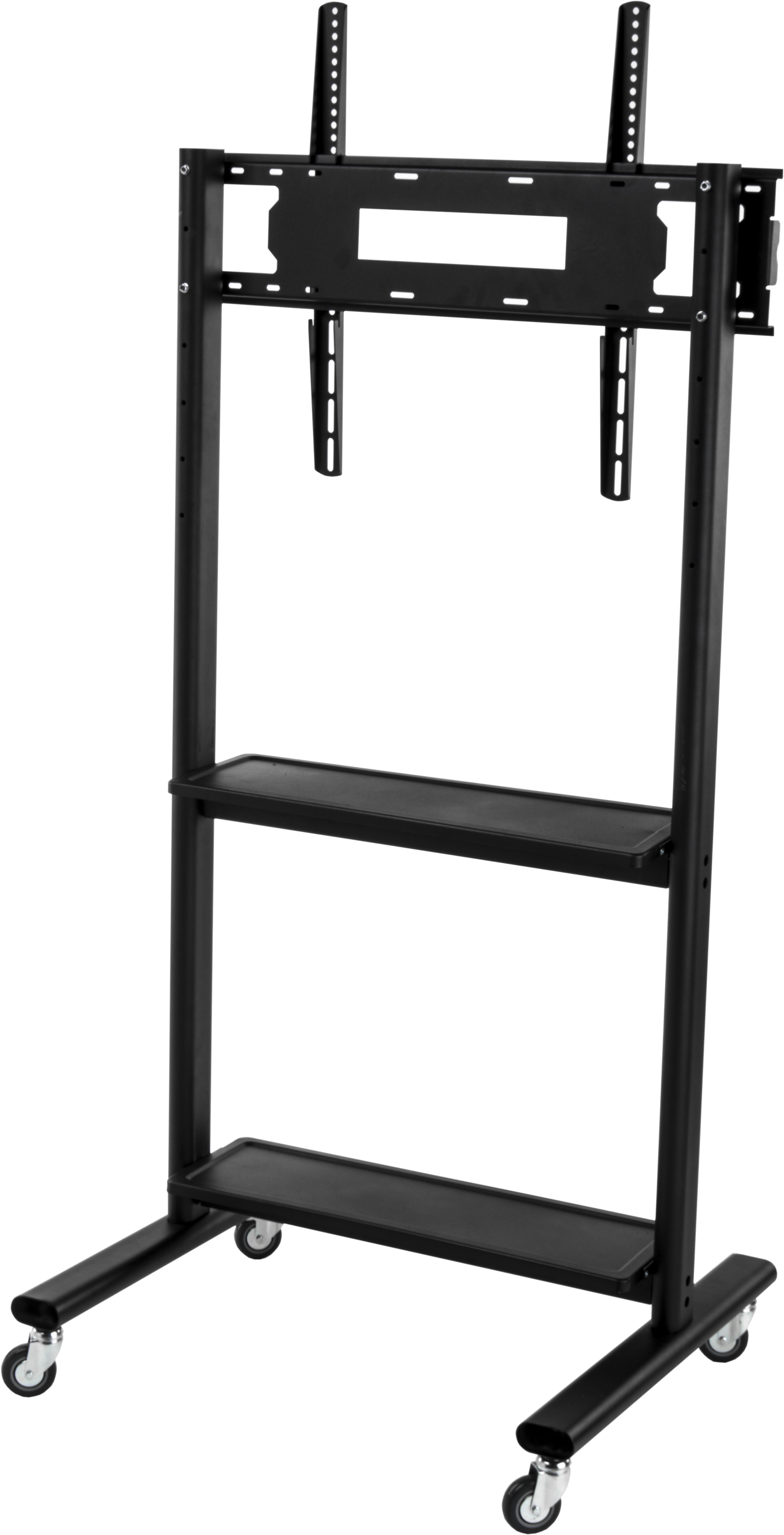 TV Stand with Wheels, Fits Monitors 32-80", with Shelf - Black - Image 2