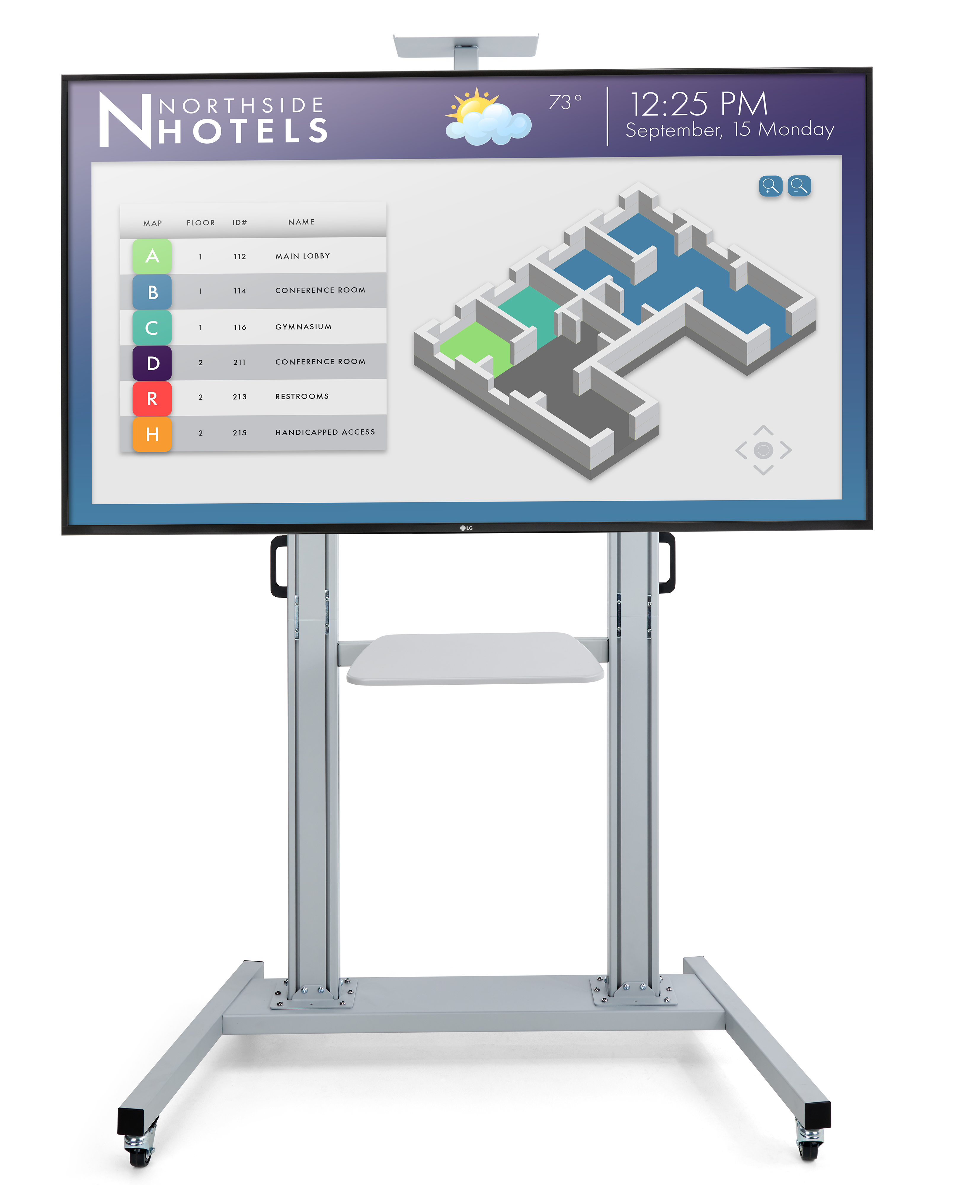 TV Stand w/ 19.6" Shelf, Fits Monitors 60" to 100", Camera Tray & Locking Wheels - Image 2