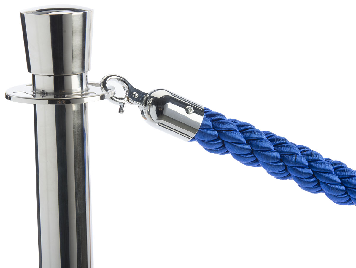 Line Control Rope Blue Line Control Rope | Cable with (2) Chrome Posts | Displays2Go
