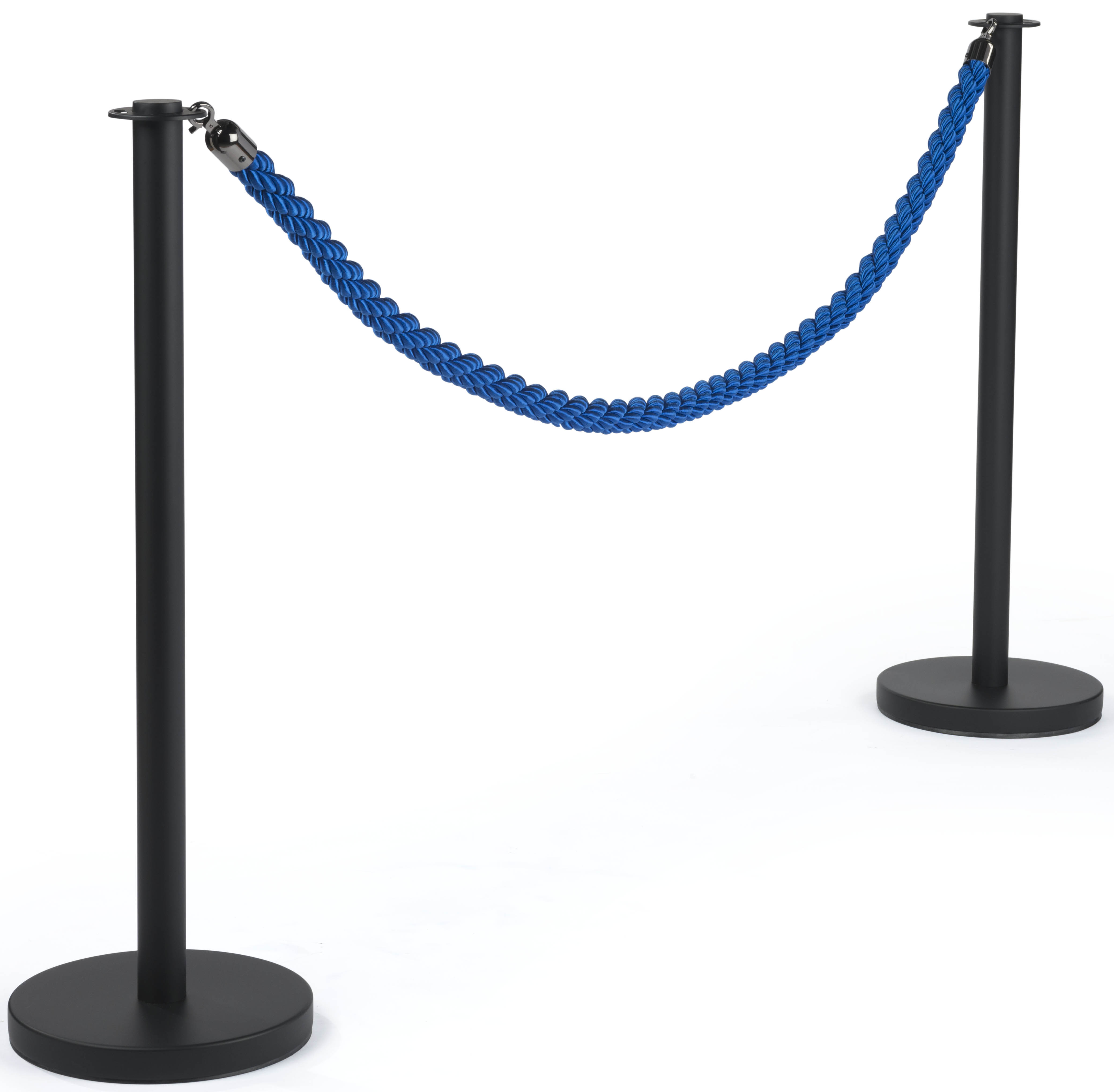 Queequeg Rope Blue Queue Rope with Post | Black End Hooks | Displays2Go