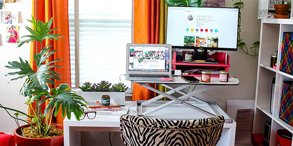 Ultimate home office with height-adjustable work surface