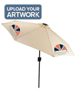 Beige Commercial Patio Umbrella with Personalized Graphics on Canopy