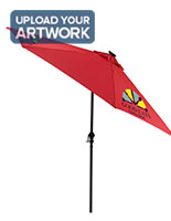 Bright Red Patio Market Umbrella with Custom Graphics