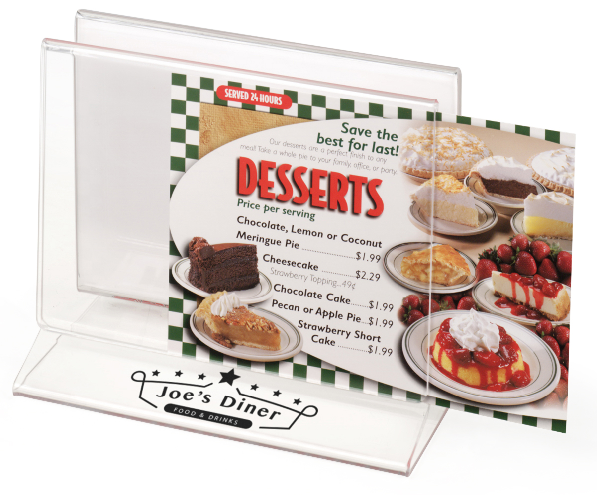 Customized Tabletop Menu Holder Rack | Acrylic w/ Printed Base ...