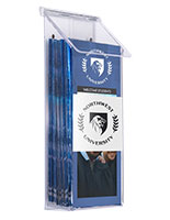 Branded outdoor brochure holder keeps outdoor pamphlets dry