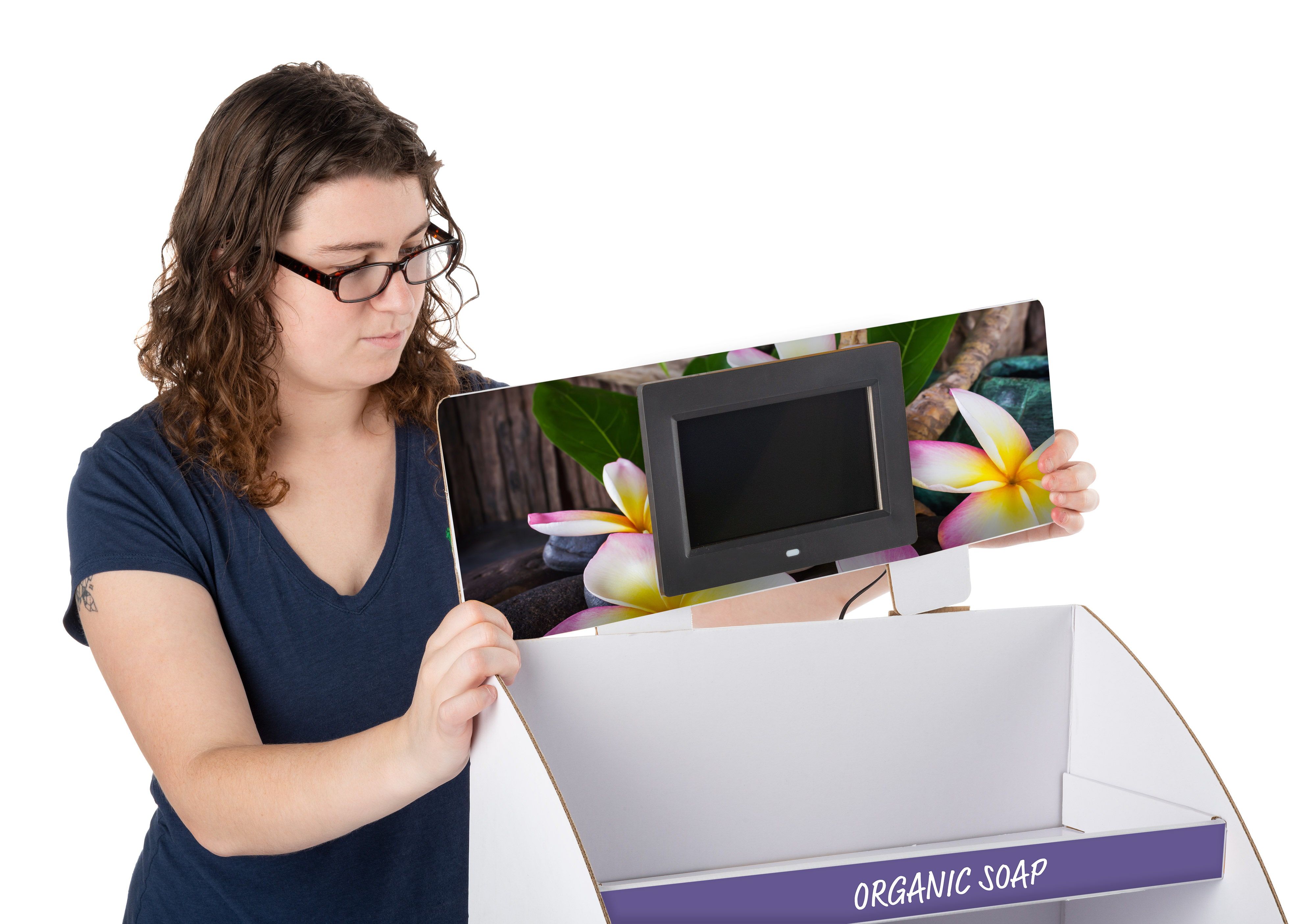 Digital Custom Cardboard POP Countertop Display | 7” Screen | Displays2Go